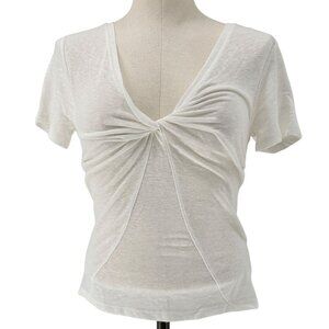 A New Day Top Womens XS White V-Neck Short Sleeve Front Twist Detail